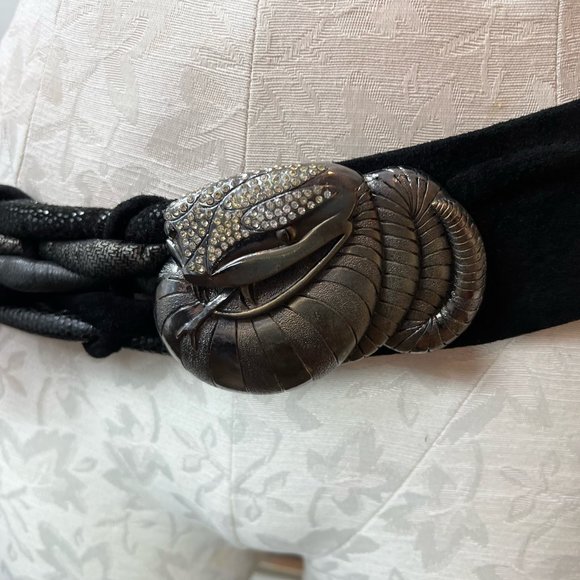 Vintage XL Suzi Roher Rhinestone Studded Metalcasted Rattlesnake Belt main image 10